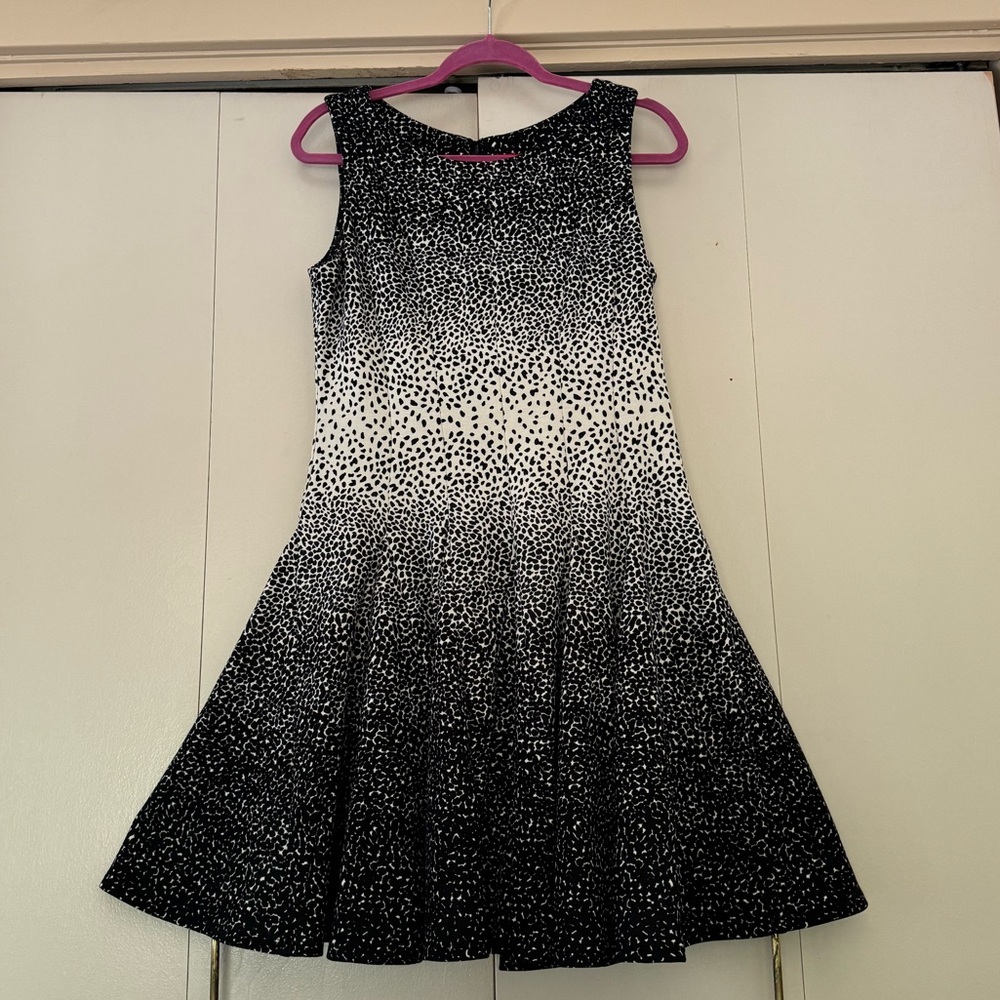 RED Saks Fifth Avenue Cream and Tan Animal Print Fit and Flare Dress Size 10